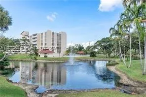 a view of a lake with a city