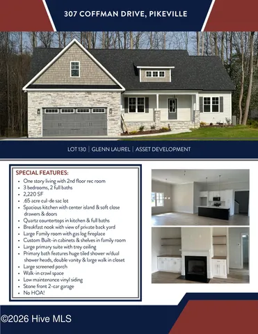 $439,900 | 307 Coffman Drive, Unit LOT 130, Pikeville, NC 27863