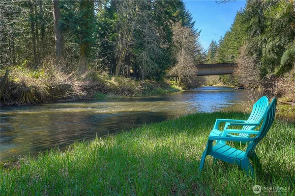 a view of a lake from a yard