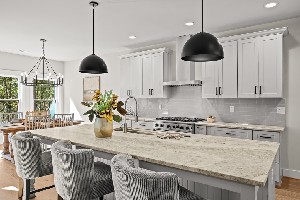 158 Treeline Lane Ellijay, GA 30540 - Photo 62 of 95 a kitchen with stainless steel appliances granite countertop a sink a stove and a wooden floors
