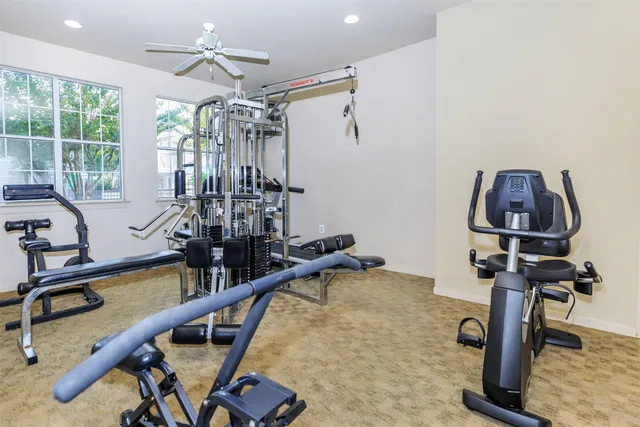 a view of a room with gym equipment