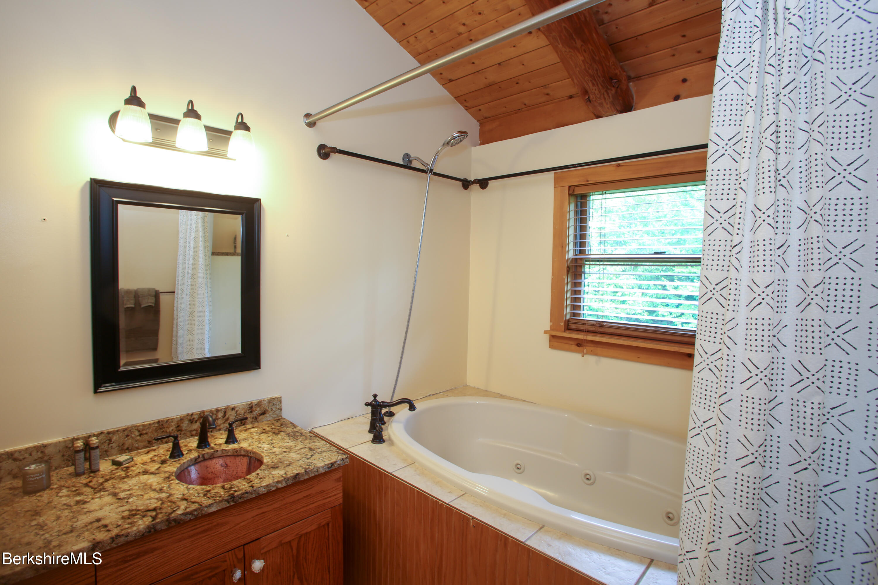 15 Stephanie Lane Peru, MA 01235 - Photo 21 of 37 a bathroom with a granite countertop sink and a bathtub