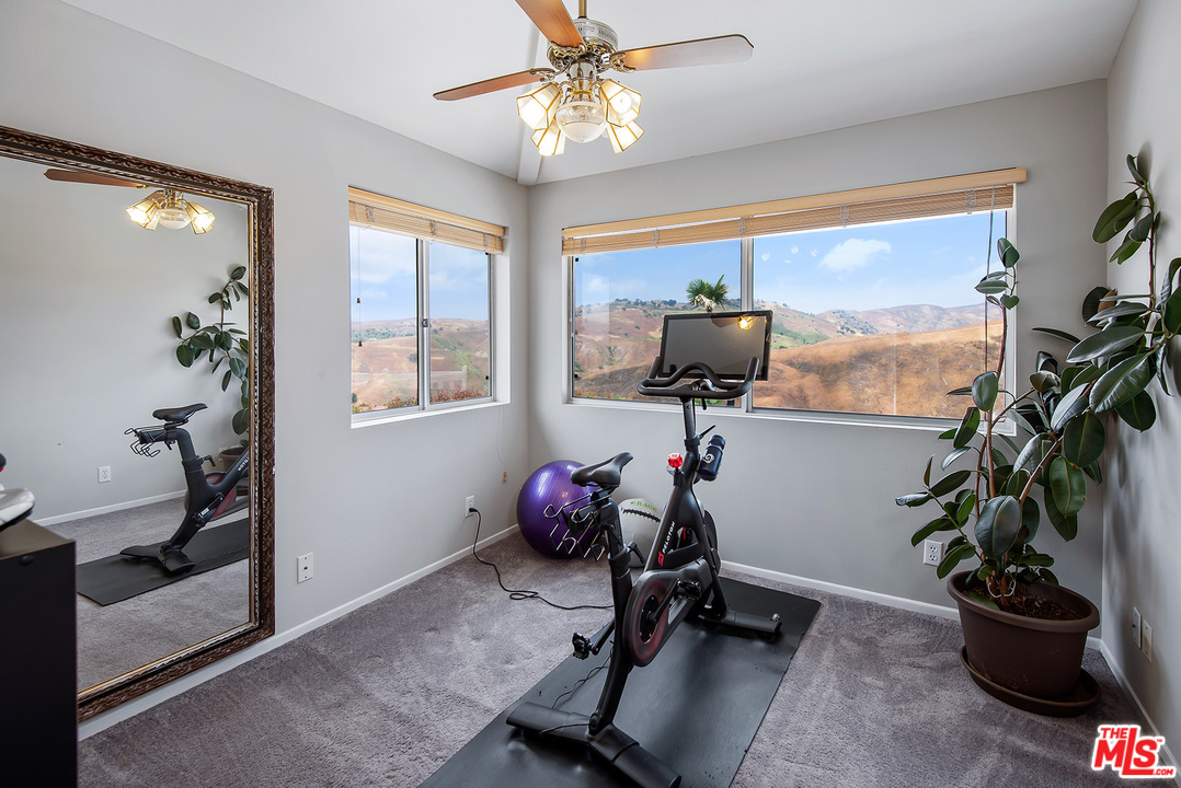 26021 Farmfield Road Calabasas, CA 91302 - Photo 36 of 50 a room with gym equipment and a potted plant