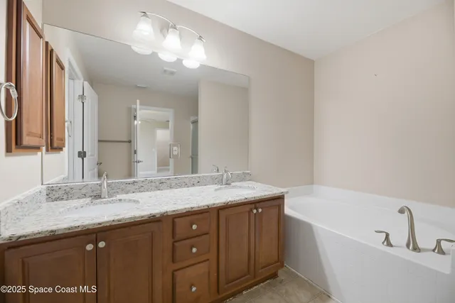 a bathroom with a bathtub