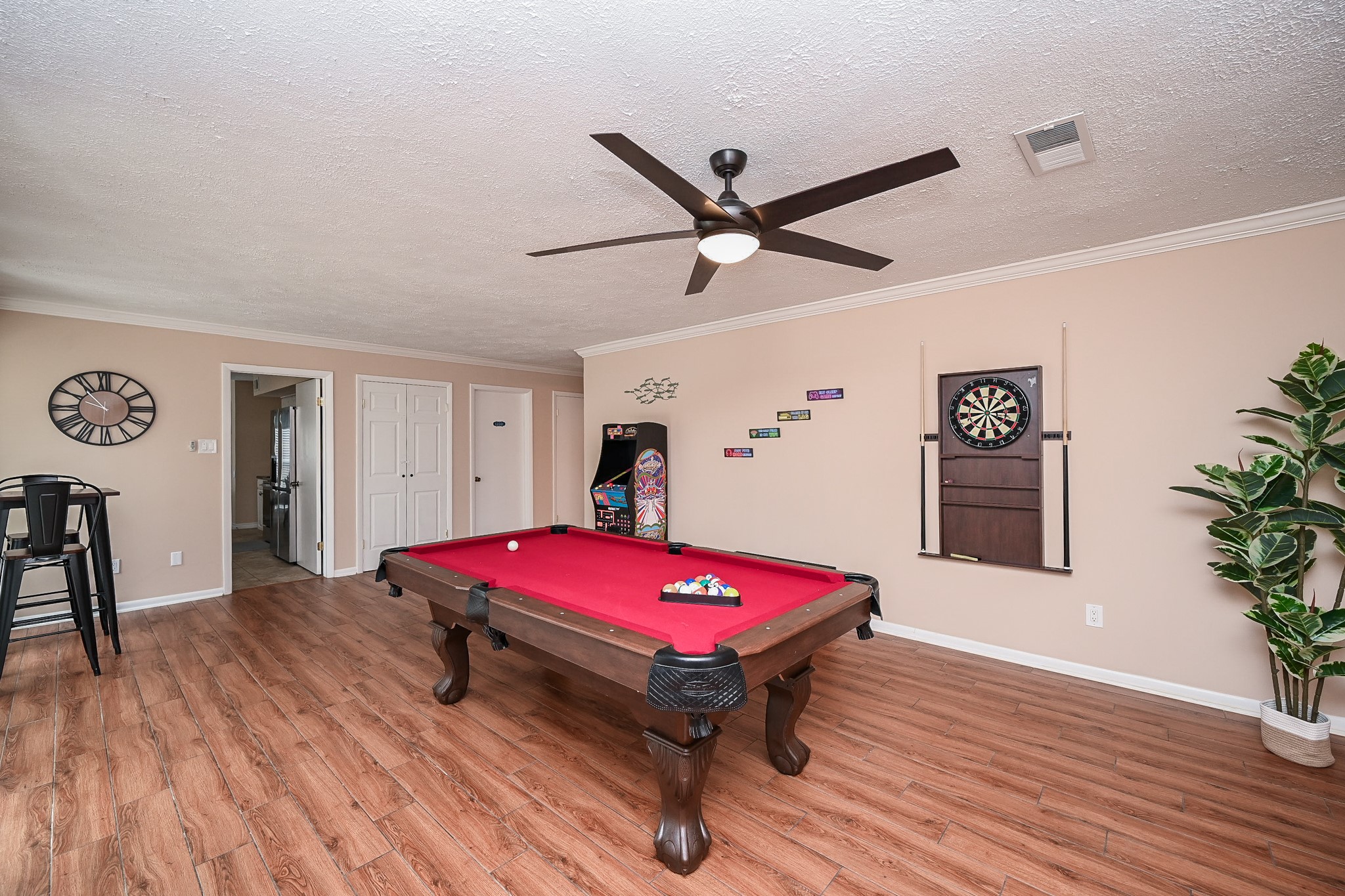 19414 Dianeshire Drive Spring, TX 77388 - Photo 18 of 30 a living room with furniture pool table and wooden floor