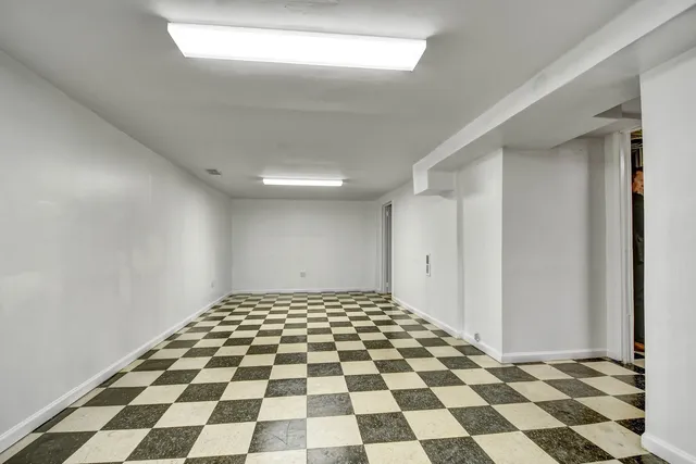 a black and white checkered floor