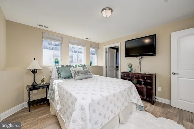 a workspace with wooden floor