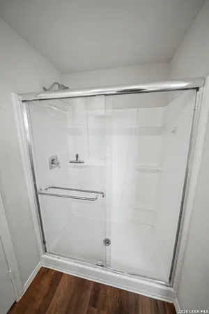 a bathroom with a shower