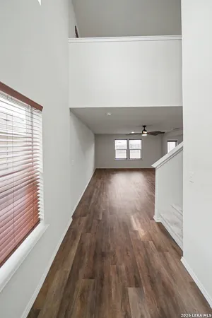 a view of entryway with wooden floor
