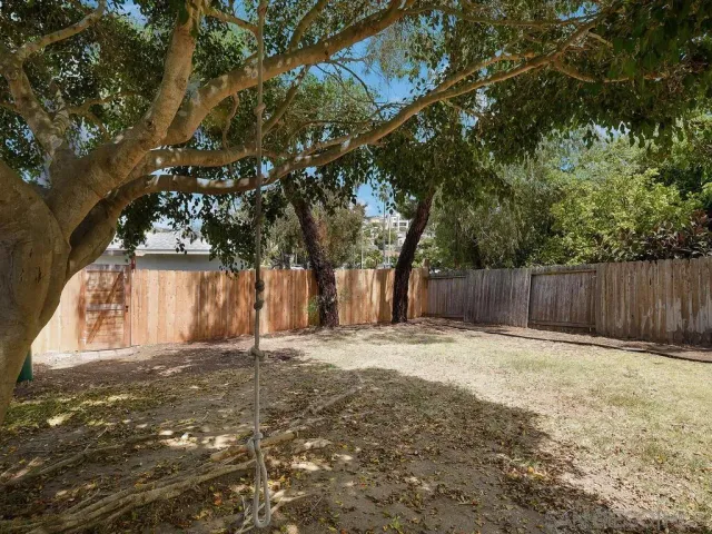 a white house covered with tall trees