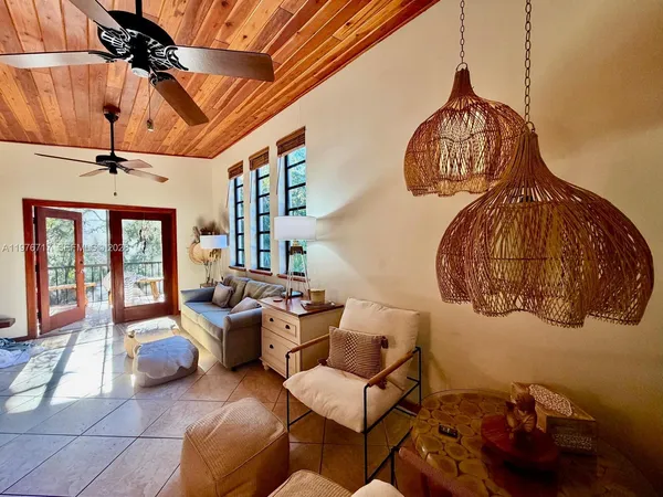 a living room with furniture