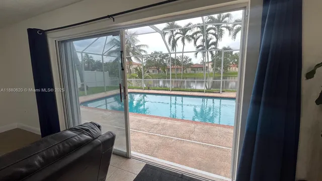 a view of a garden with a lake