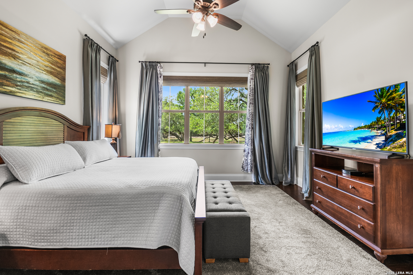 55 Brook Ridge Boerne, TX 78015 - Photo 28 of 59 a bedroom with a bed and a flat screen tv