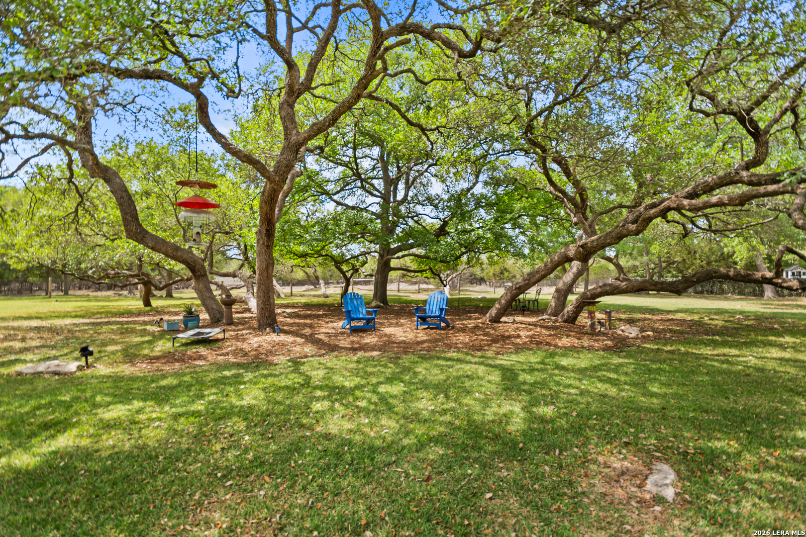 55 Brook Ridge Boerne, TX 78015 - Photo 53 of 59 a backyard of a house with lots of green space and fountain