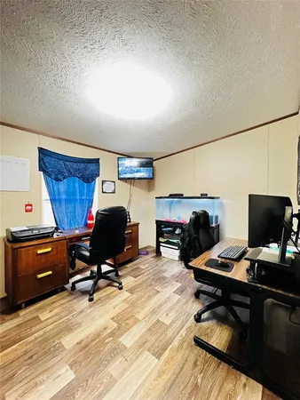 a workspace with furniture