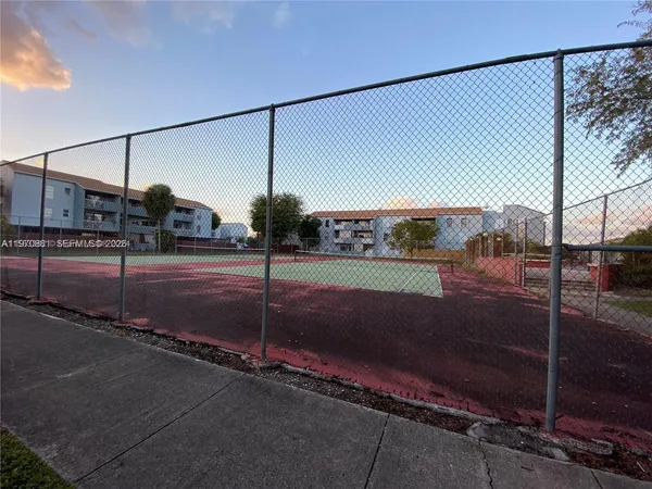 a view of a street from a garage