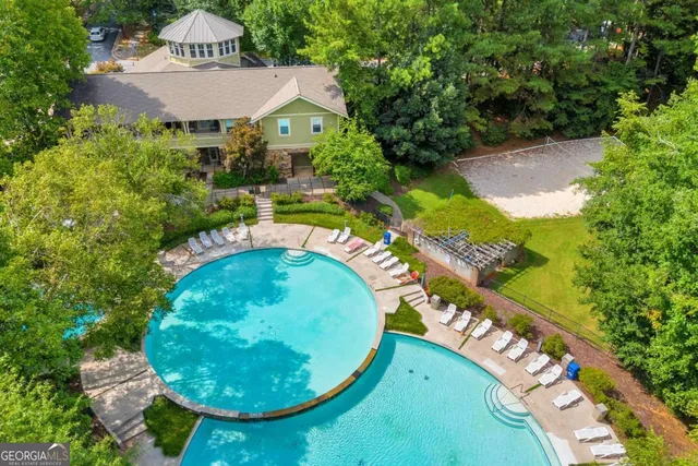 an aerial view of a house