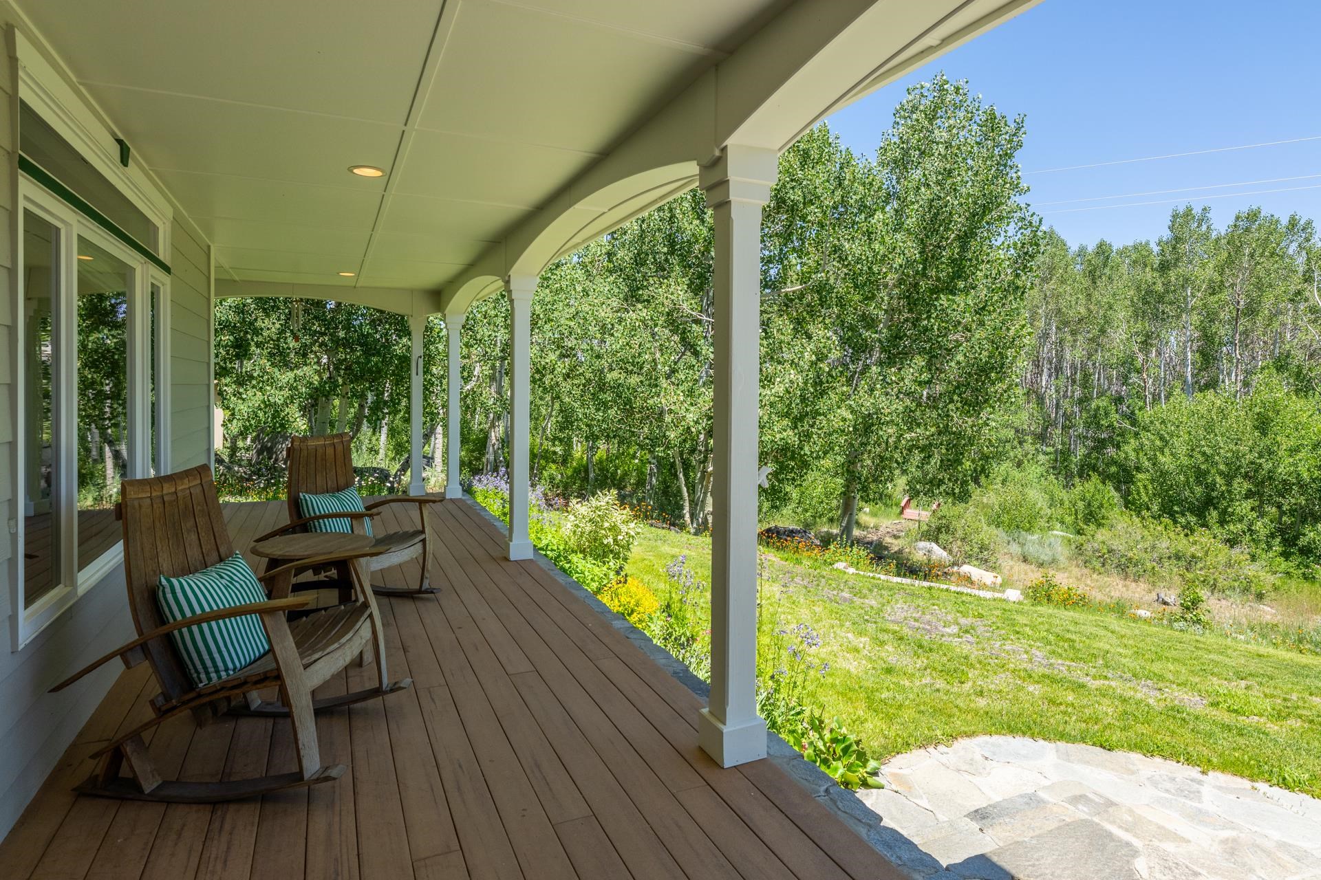 22 Juniper Drive, Unit 2 Mammoth Lakes, CA 93546 - Photo 4 of 50 a view of a porch with furniture and wooden floor