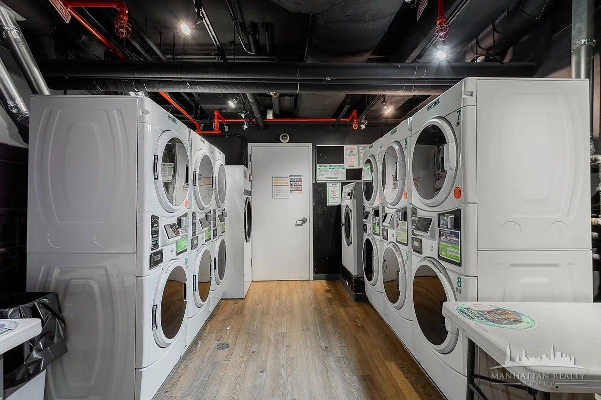 220 East 63rd Street, Unit 8J Manhattan, NY 10023 - Photo 13 of 14 a view of a storage and utility room with washer and dryer