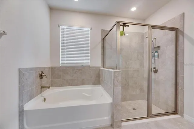 a bathroom with a bath tub and a shower