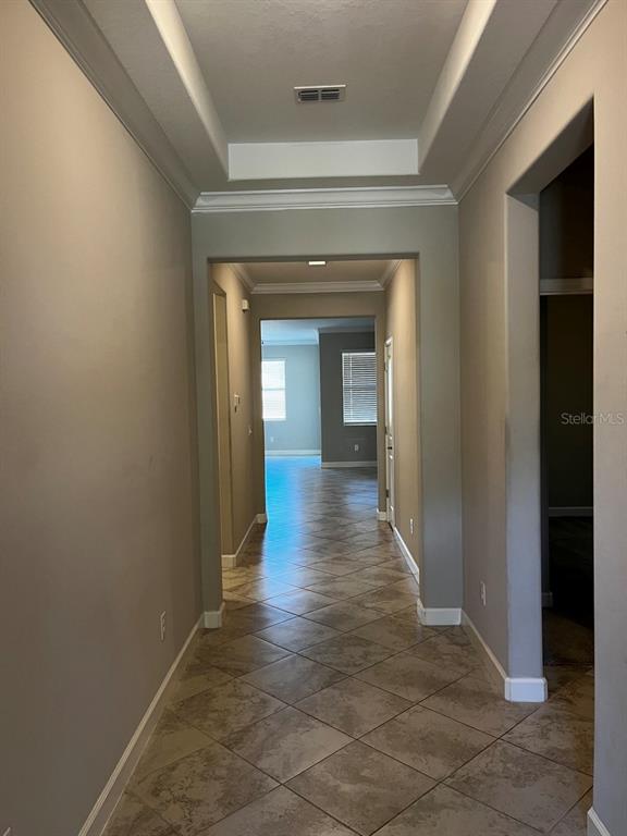 25195 Lambrusco Loop Lutz, FL 33559 - Photo 5 of 36 a view of a hallway with wooden floor and a fireplace
