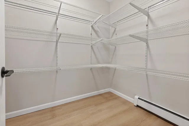 a view of a room with racks on the wall