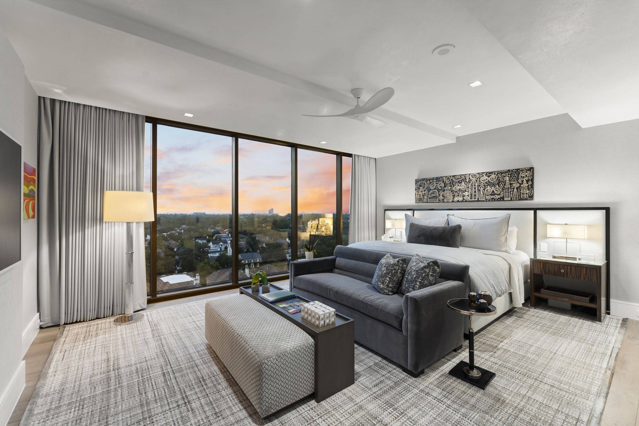 3433 Westheimer Road, Unit 1005 Houston, TX 77027 - Photo 26 of 47 Another view of the primary suite’s scale and quiet luxury—serene at sunrise, cinematic at dusk.