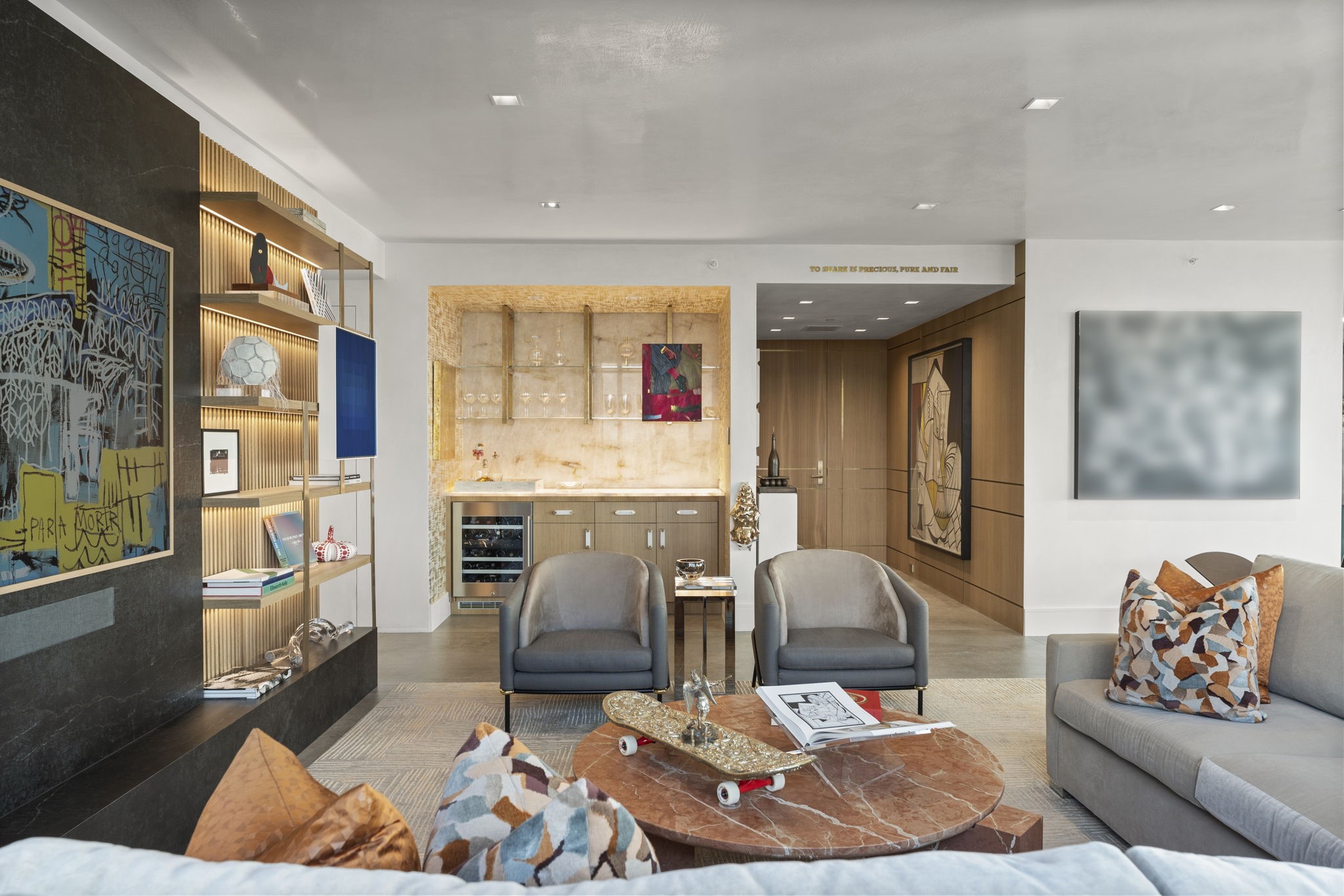 3433 Westheimer Road, Unit 1005 Houston, TX 77027 - Photo 5 of 47 a living room with furniture and a fireplace