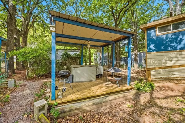 a backyard of a house with lots of green space