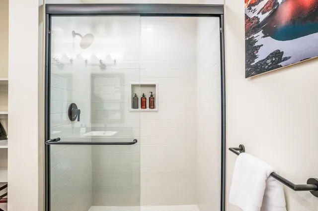 a bathroom with a shower