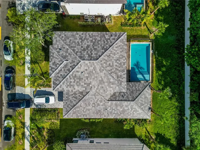 an aerial view of a house having outdoor space
