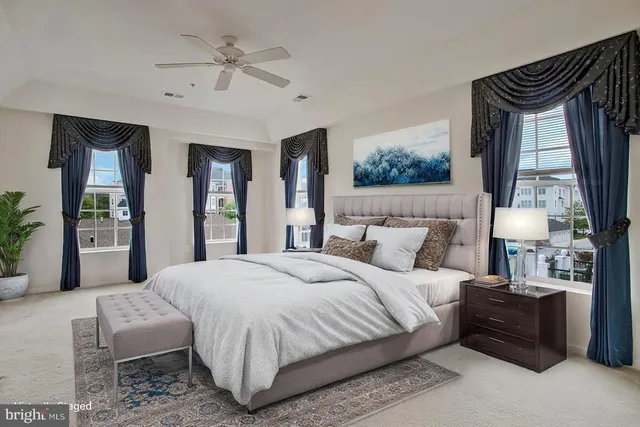 a front view of a building with a street