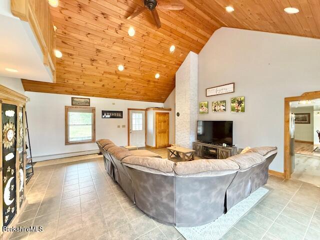 279 Goss Hill Road Chester, MA 01050 - Photo 5 of 24 a living room with furniture and a fireplace