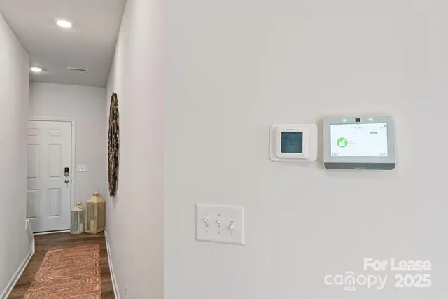 a view of a hallway with closet