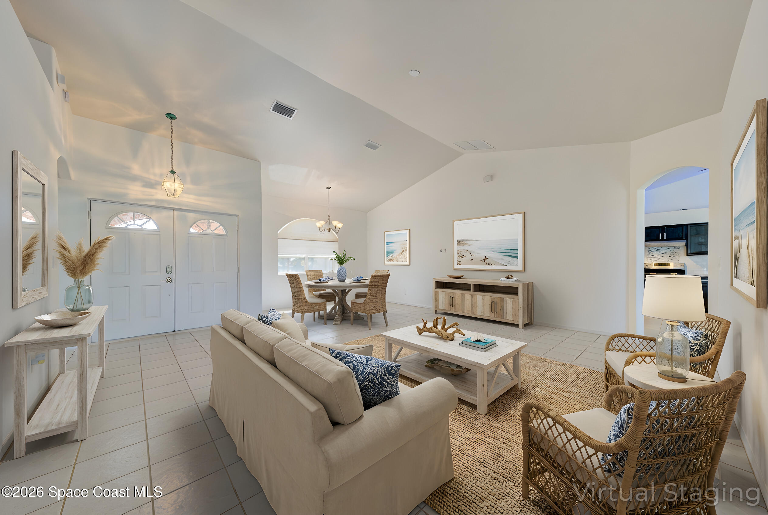4065 Sand Ridge Drive Merritt Island, FL 32953 - Photo 9 of 59 a living room with furniture and a fireplace