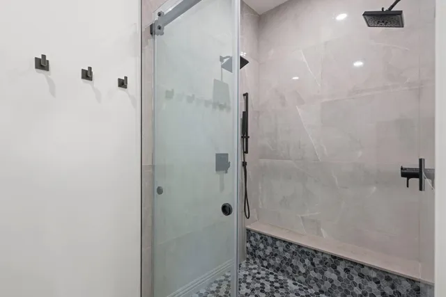 a bathroom with a shower