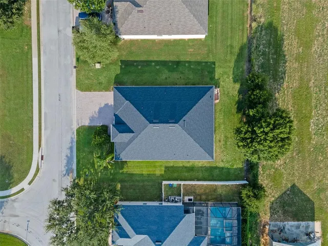 an aerial view of a house