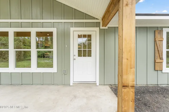 a view of windows and door