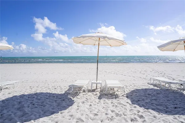 a view of a lake with a beach