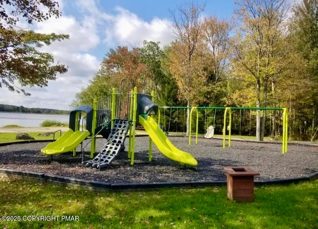 a view of a park with slide