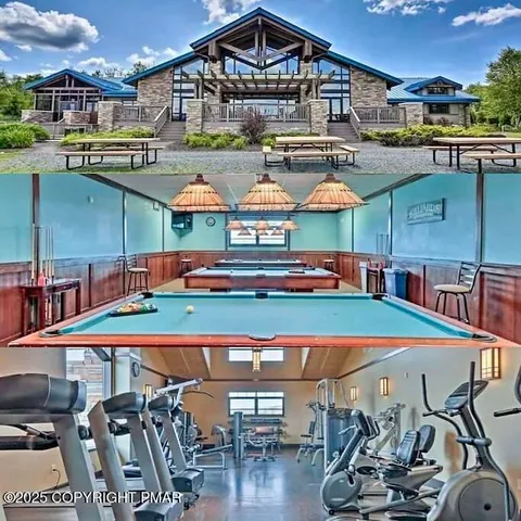 an outdoor space with furniture and umbrella