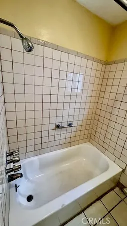 a bathroom with a bathtub