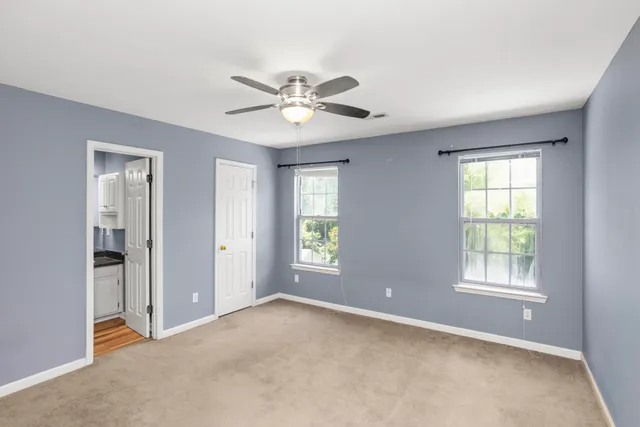 a view of a livingroom with a window