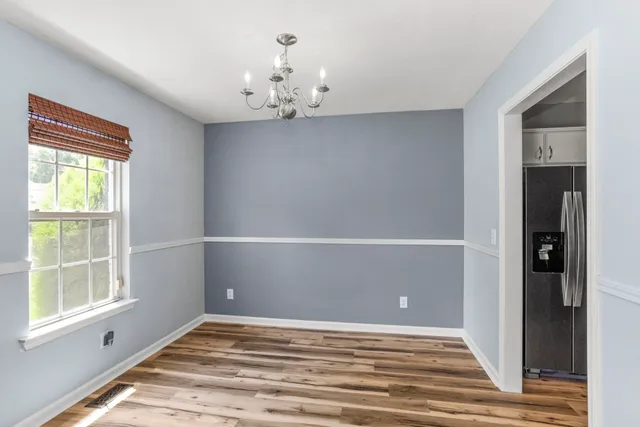 a view of a livingroom with a chandelier