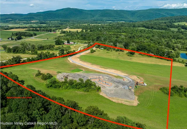 a view of a garden with a lake