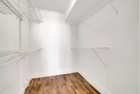 a view of small space with racks on the wall