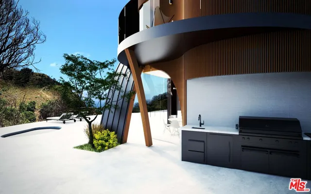 a kitchen with a refrigerator and a stove