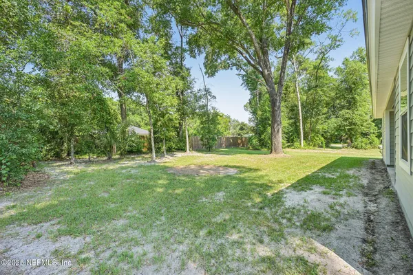 a view of garden with trees