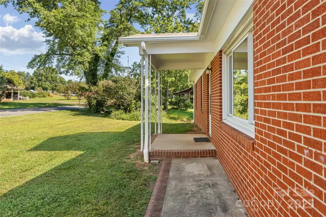 a view of a porch with a backyard