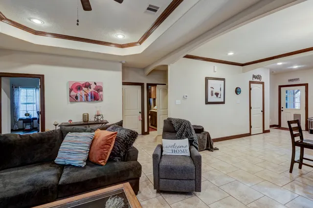 a living room with furniture